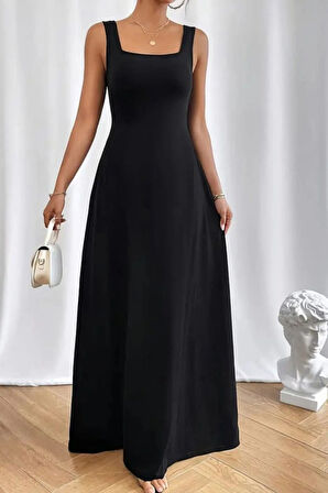 SUPPLİERBY Kadın Askılı U Yaka Janjan Krep Elbise