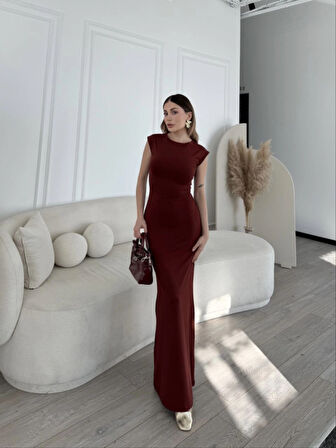 SUPPLİERBY Kolsuz Uzun Likralı Elbise - Bordo