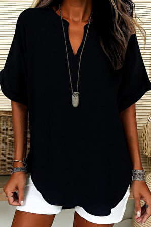 SUPPLİERBY Kadın Kısa Kollu V Yakalı Aerobin Bluz