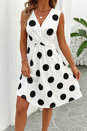 SUPPLİERBY Kadın Sıfır Kollu önden çapraz Detaylı Leopar Desenli Süprem Elbise