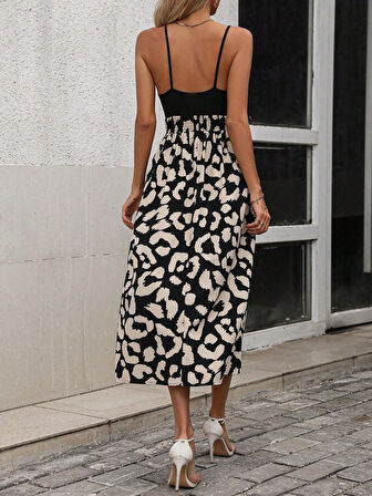 SUPPLİERBY Kadın Ip Askılı Kruvaze Yakalı üst Janjan Alt Süprem Elbise