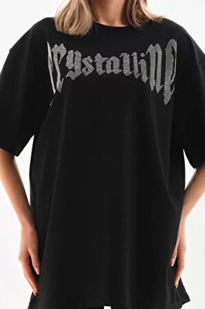 SUPPLİERBY Unisex Taş Desenli Oversize T-Shirt - Beyaz