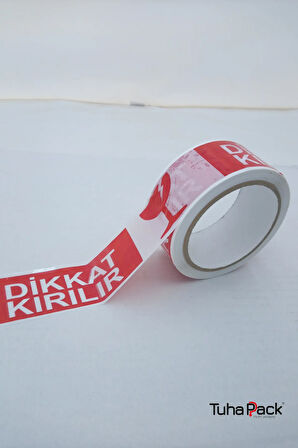 Dikkat Kırılır Yazılı Koli Bandı 45mm X 100m (1 Adet) - Hassas Ürünler İçin Güvenlik ve Uyarı Bandı