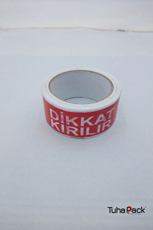 Dikkat Kırılır Yazılı Koli Bandı 45mm X 100m (1 Adet) - Hassas Ürünler İçin Güvenlik ve Uyarı Bandı
