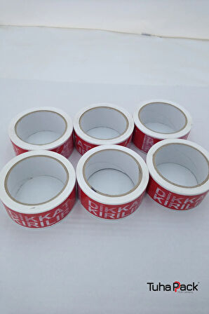 Dikkat Kırılır Yazılı Koli Bandı 45mm X 100m (6 Adet) - Hassas Ürünler İçin Güvenlik ve Uyarı Bandı