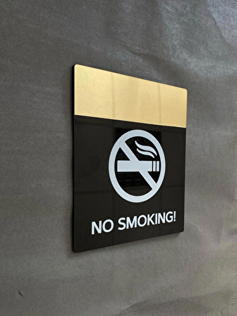 Siyah Parlak&Gold Seri Sigara İçilmez No Smokıng Uyarı Levhası