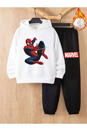 Spiderman Baskılı Erkek Çocuk Eşofman Takımı 2 İplik Şardonlu
