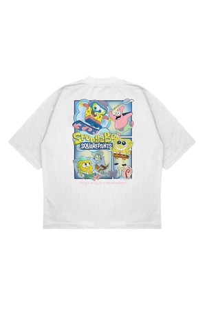 Unisex Oversize SPONGEBOB Baskılı Boxy Fit Kalın Kumaşlı (240gsm) T-shirt