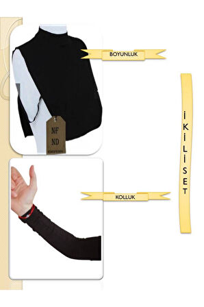 BOYUNLUK KOLLUK İKİLİ SET SİYAH HİJAB TESETTÜR
