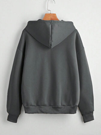 BÜYÜK BEDEN FERMUARLI KAPÜŞONLU UNİSEX HIRKA