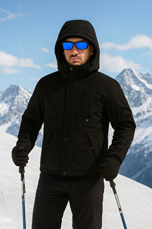  Su Ve Rüzgar Geçirmez Kürklü Softshell Erkek Mont 