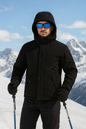  Su Ve Rüzgar Geçirmez Kürklü Softshell Erkek Mont 