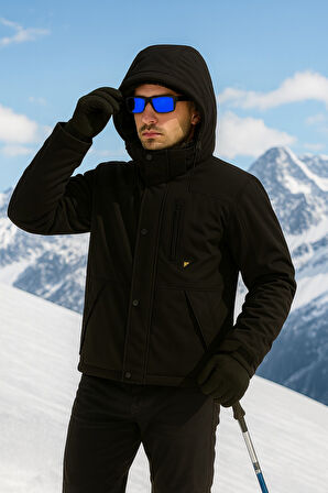  Su Ve Rüzgar Geçirmez Kürklü Softshell Erkek Mont 