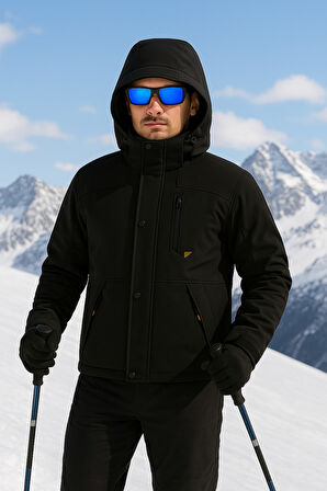  Su Ve Rüzgar Geçirmez Kürklü Softshell Erkek Mont 