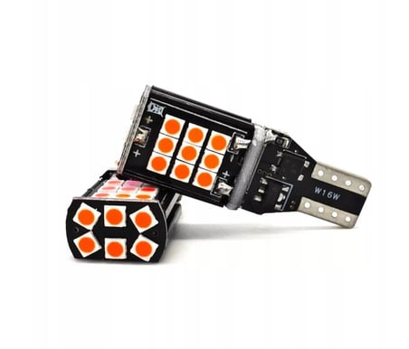 W16W T15 Dipsiz Park LED Işık 12-24V CANBUS 1200lm 24 Led Turuncu 