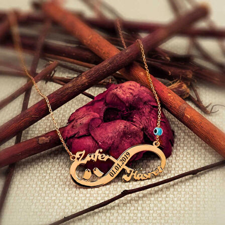 Supertrend ​gümüş Rose Kuşlu Sonsuzluk İsimli Kolye