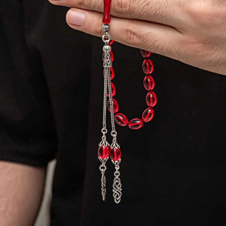 Supertrend Gümüş Püskül Sıkma Kehribar Tesbih