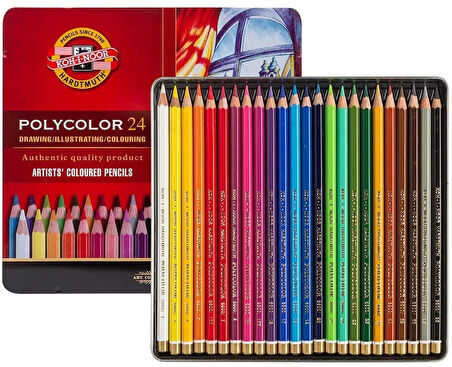 Supertrend Polycolor Artist Kuru Boya Kalemi Seti 24 Renk Metal Kutu