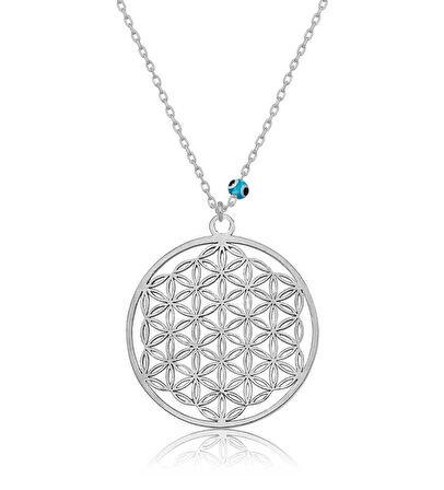 Supertrend Gümüş Nazar Gözlü Yaşam Çiçeği Kolye