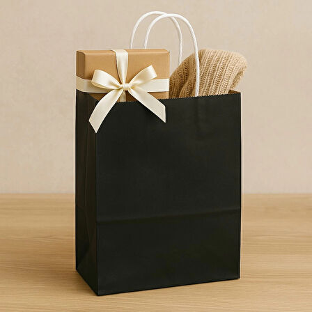 Supertrend Kraft Çanta Siyah Büyük Boy 31x41cm 25li