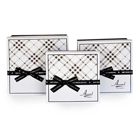 Kurdeleli Kare Hediye Kutu Seti 3lü