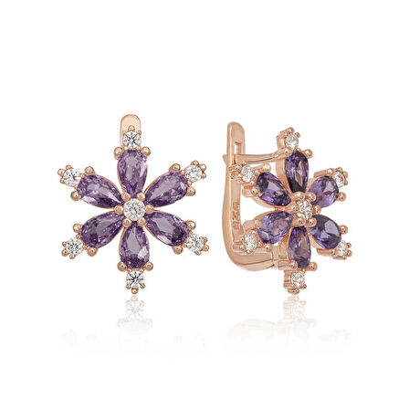 Supertrend Gümüş Mor Lotus Çiçeği Kadın Küpe