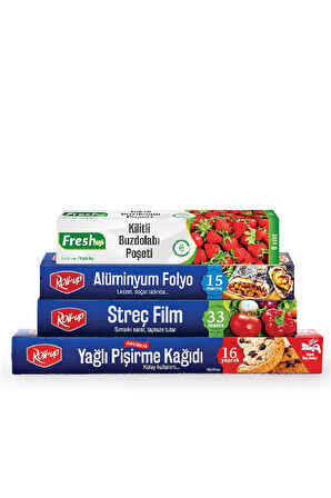 Supertrend Pişirme Kağıdı- Streç Film - Buzdolabı Poşeti Ekonomik Mutfak Seti -2
