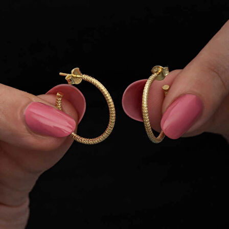 Supertrend Gümüş Gold Kalemli Halka Kadın Küpe