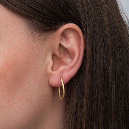 Supertrend Gümüş Gold Kalemli Halka Kadın Küpe