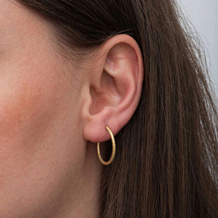 Supertrend Gümüş Gold Kalemli Halka Kadın Küpe