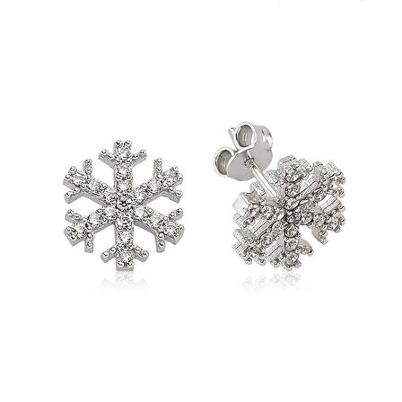 Supertrend Gümüş Kar Tanesi Çivili Küpe