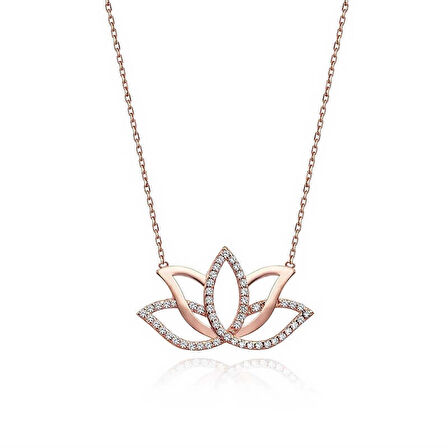 Supertrend Gümüş Rose Lotus Çiçeği Kolye