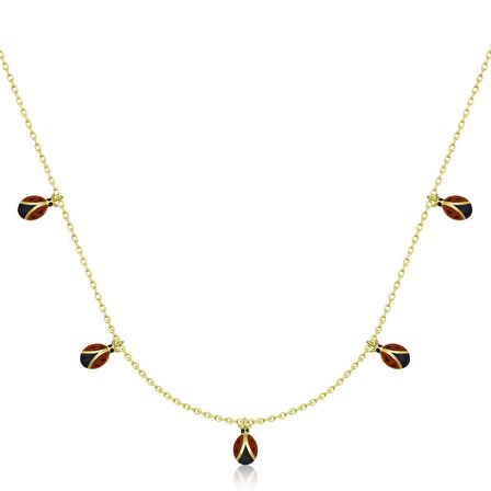 Supertrend Gümüş Gold Uğur Böceği Şans Kadın Kolye