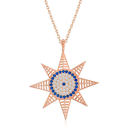 Supertrend Gümüş Rose Nazarlı Kutup Yıldızı Kadın Kolye