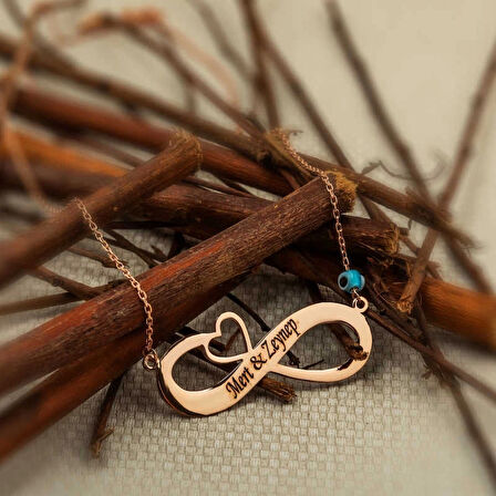 Supertrend Gümüş Rose Kalpli Sonsuzluk İsimli Kolye