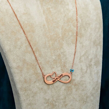 Supertrend Gümüş Rose Kalpli Sonsuzluk İsimli Kolye