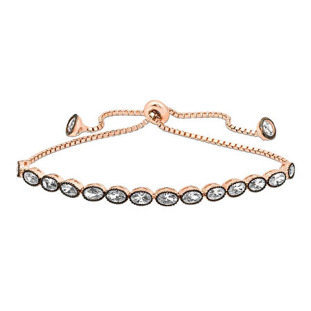 Supertrend Gümüş Rose Oval Kesim Elmas Montür Asansör Bileklik