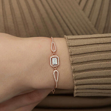 Supertrend Gümüş Rose Dikdörtgen Baget Bileklik