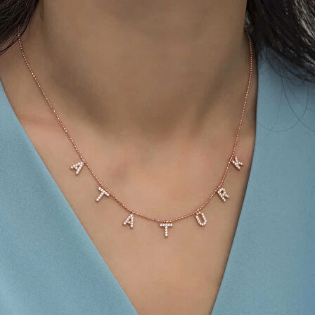 Supertrend Gümüş Rose Atatürk Yazılı Kadın Kolye