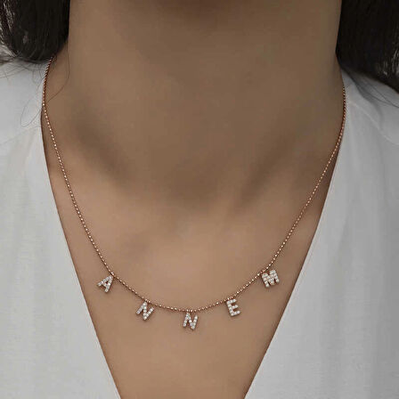 Supertrend ​gümüş Rose Annem Yazılı Kadın Kolye