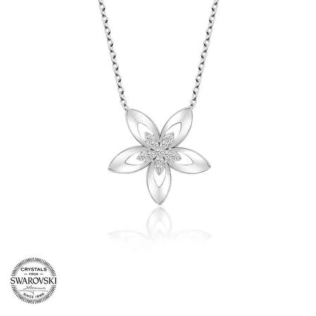 Supertrend ' Taşlı Gümüş Çiçek Kadın Kolye