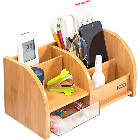 Supertrend Bambu Ahşap Çekmeceli Kalemlik Çok Amaçlı Supertrendaüstü Makyaj Düzenleyici Organizer