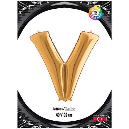 V Harf Altın Folyo Balon 40"