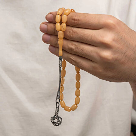 Supertrend Gümüş Kazaz Püsküllü Sıkma Kehribar Tesbih