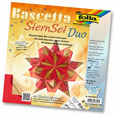 Supertrend Bascetta Stern Çift Taraflı Origami Kağıdı 20x20 cm. 32 Yaprak HOT RED / GOLD