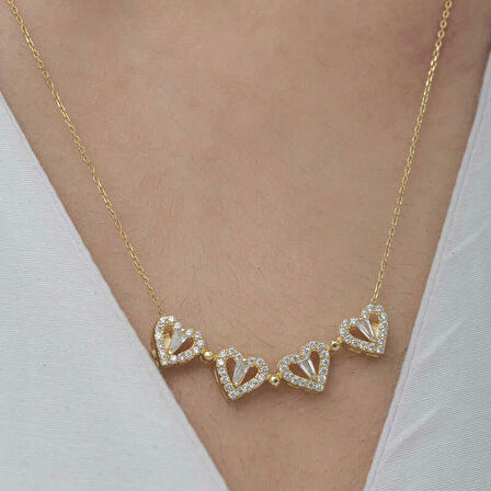 Supertrend Gümüş Gold Kalpli Açılabilen Yonca Kadın Kolye