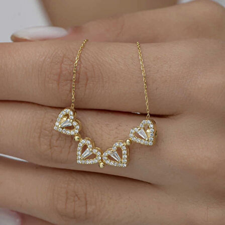 Supertrend Gümüş Gold Kalpli Açılabilen Yonca Kadın Kolye