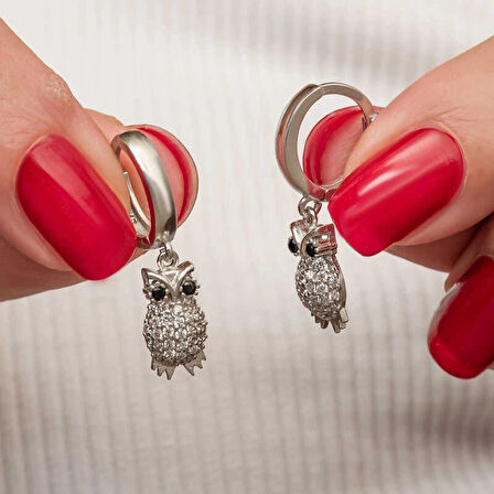 Supertrend Gümüş Sallantılı Baykuş Kadın Küpe