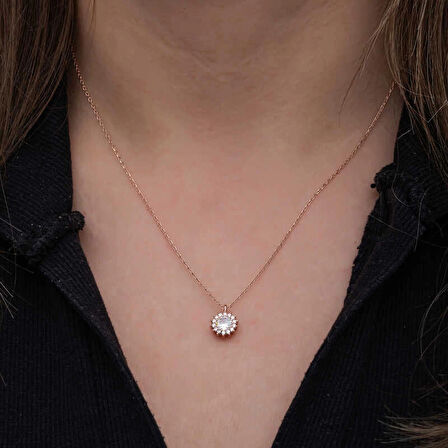 Supertrend Gümüş Rose Minimal Yuvarlak Anturaj Kadın Kolye