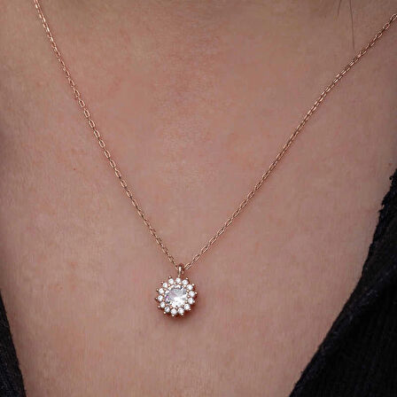 Supertrend Gümüş Rose Minimal Yuvarlak Anturaj Kadın Kolye